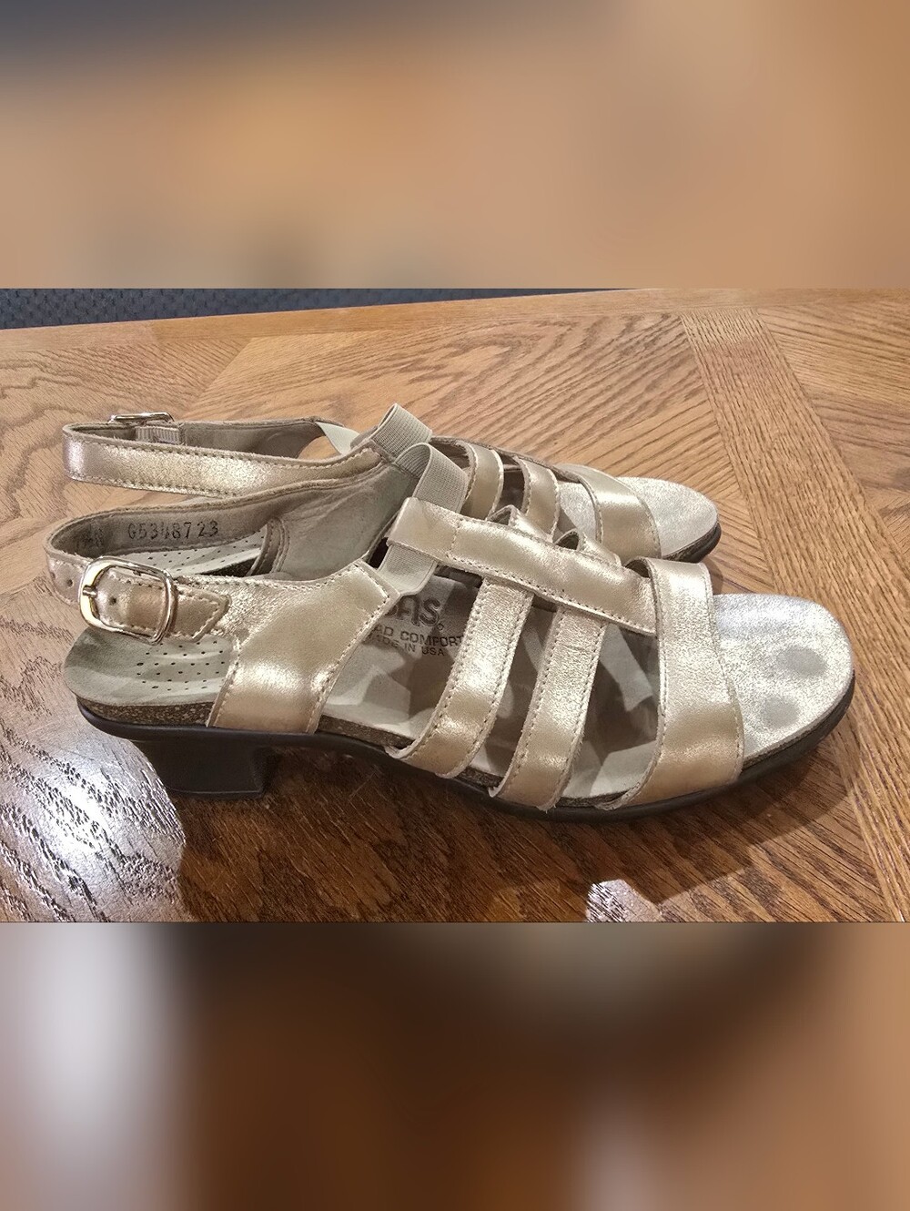 SAS Allegro Lusso Croc-Embossed Strappy Sandals With Box - Picture 3 of 7